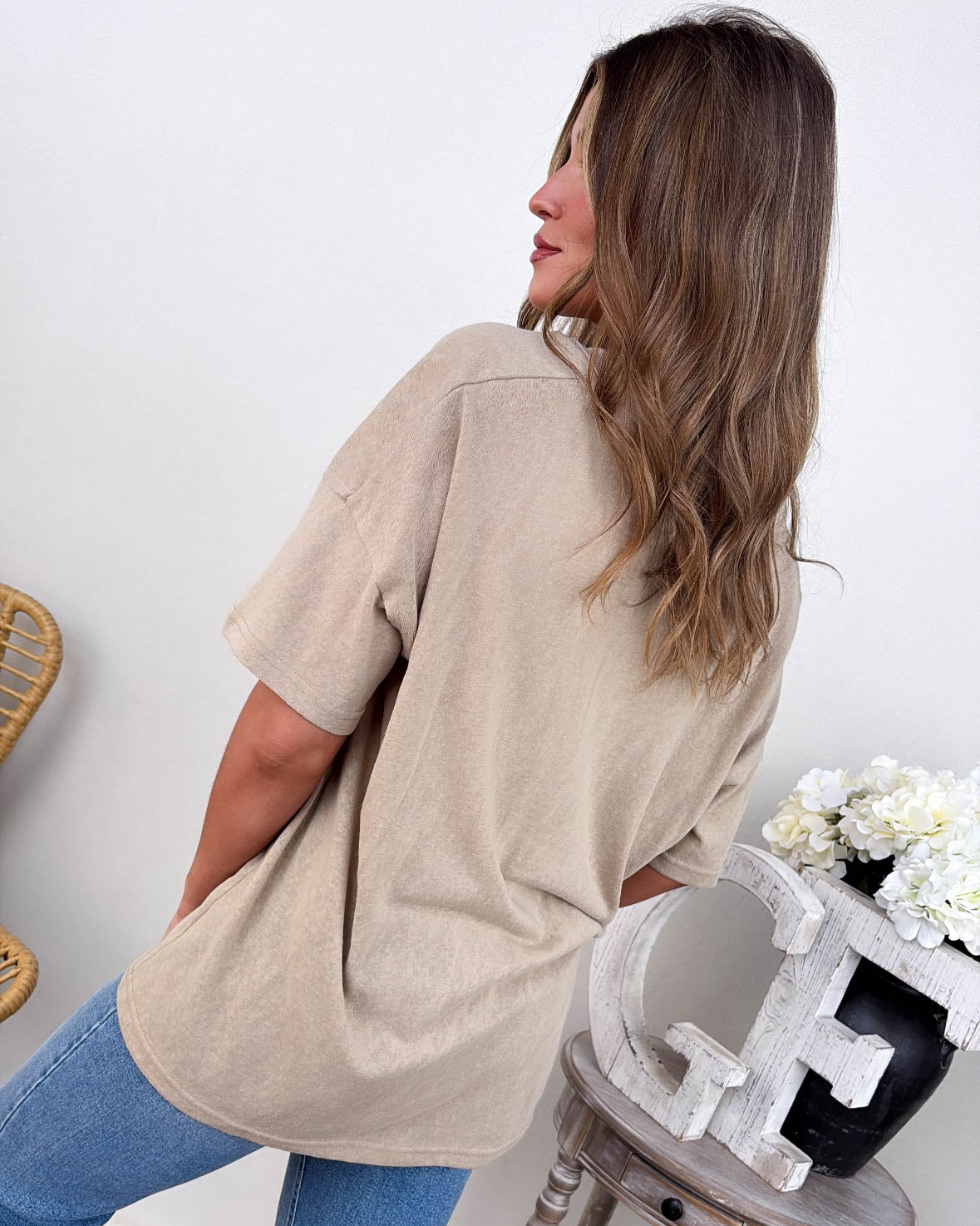 Subtle Shift Slub Knit Exposed Seam Tee