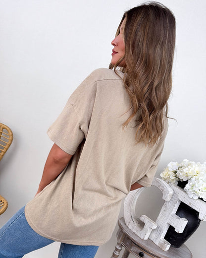 Subtle Shift Slub Knit Exposed Seam Tee