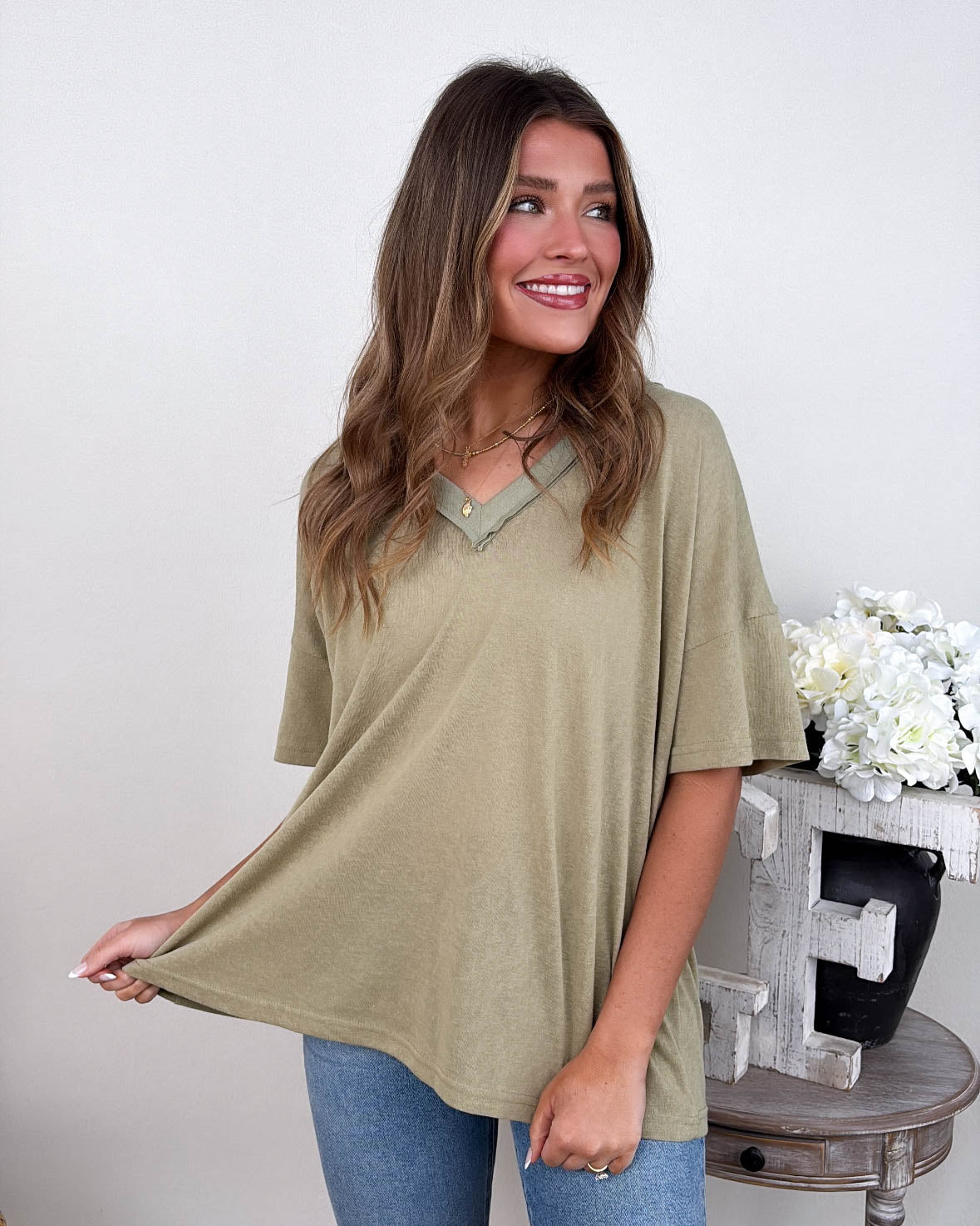 Subtle Shift Slub Knit Exposed Seam Tee