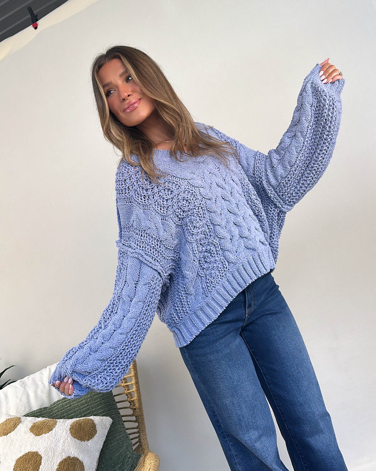 Arctic Plunge Chenille Mixed Knit Sweater