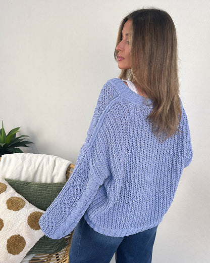 Arctic Plunge Chenille Mixed Knit Sweater