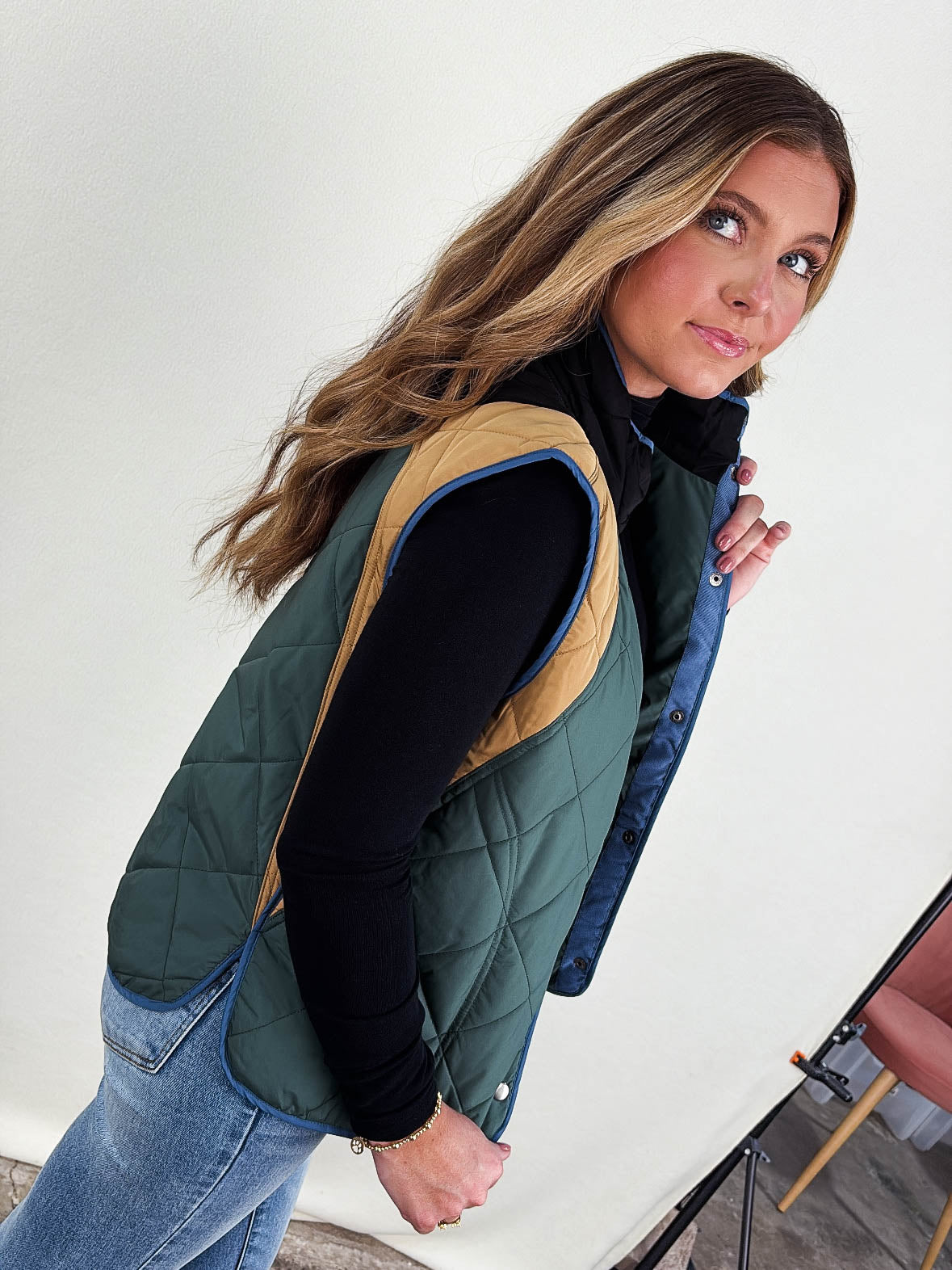 On The Horizon Quilted Color Block Vest