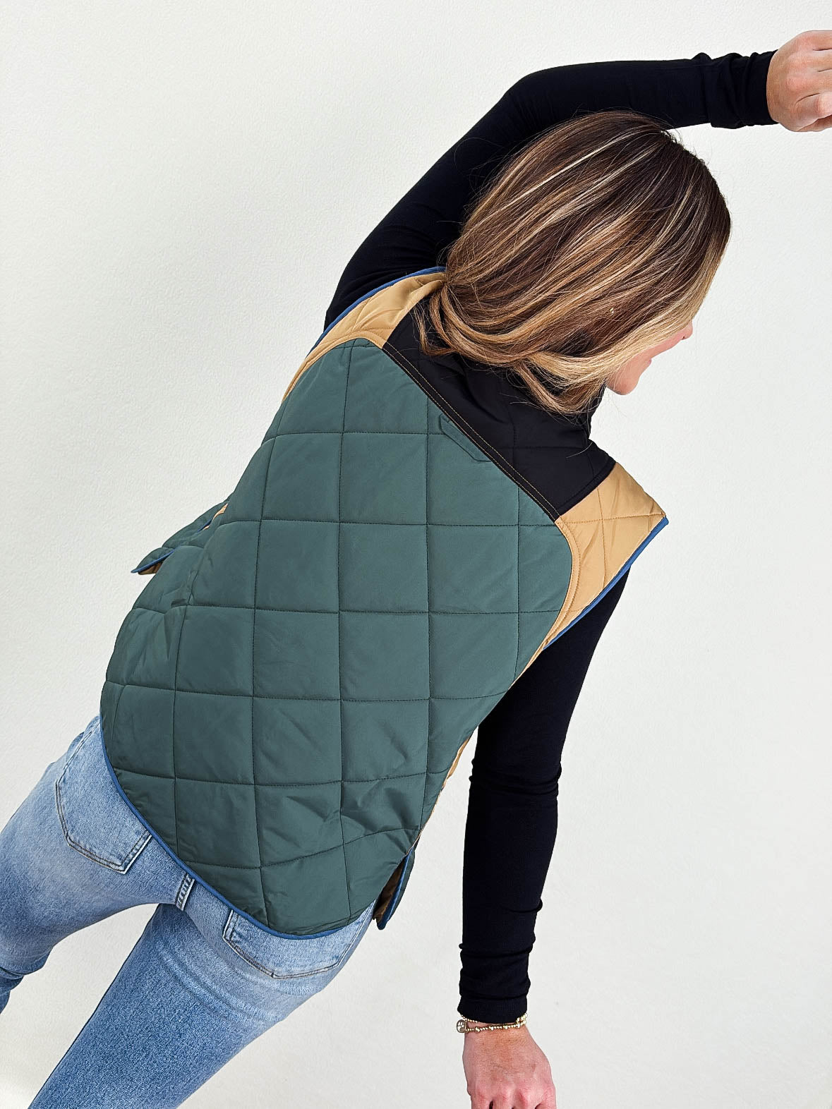 On The Horizon Quilted Color Block Vest