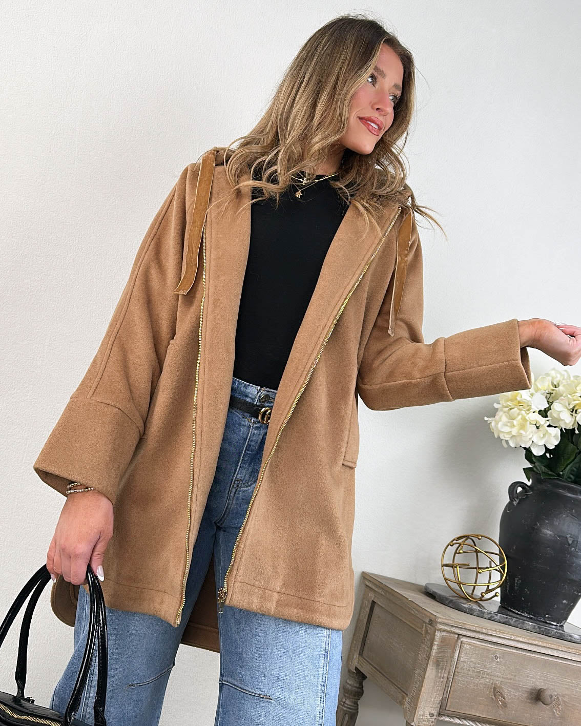 Winter Wander Brushed Knit Hooded Coat