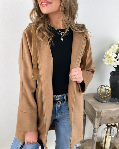 Winter Wander Brushed Knit Hooded Coat