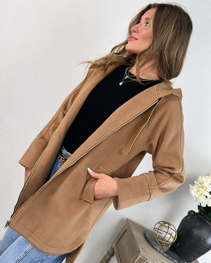 Winter Wander Brushed Knit Hooded Coat