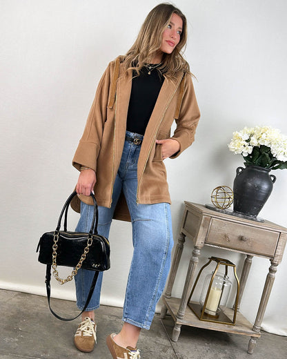 Winter Wander Brushed Knit Hooded Coat