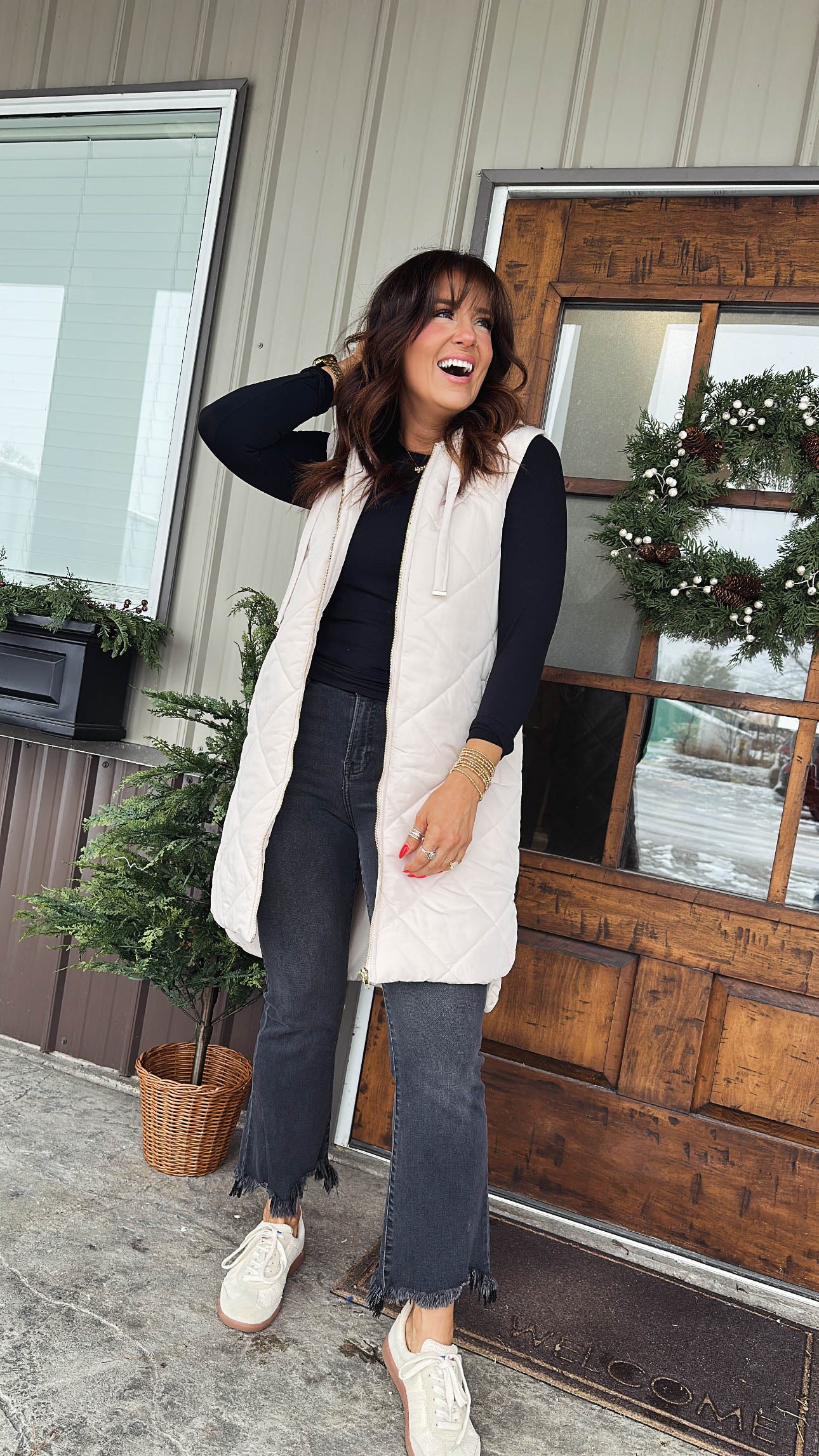 The Berkshire Quilted Hooded Long Vest