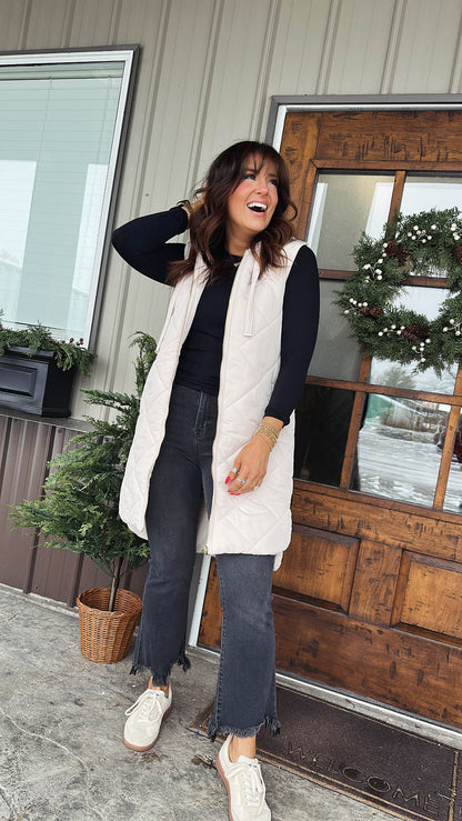 The Berkshire Quilted Hooded Long Vest