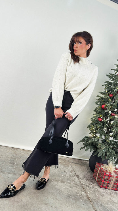 Twinkle Twinkle Sparkle Knit Button Neck Sweater