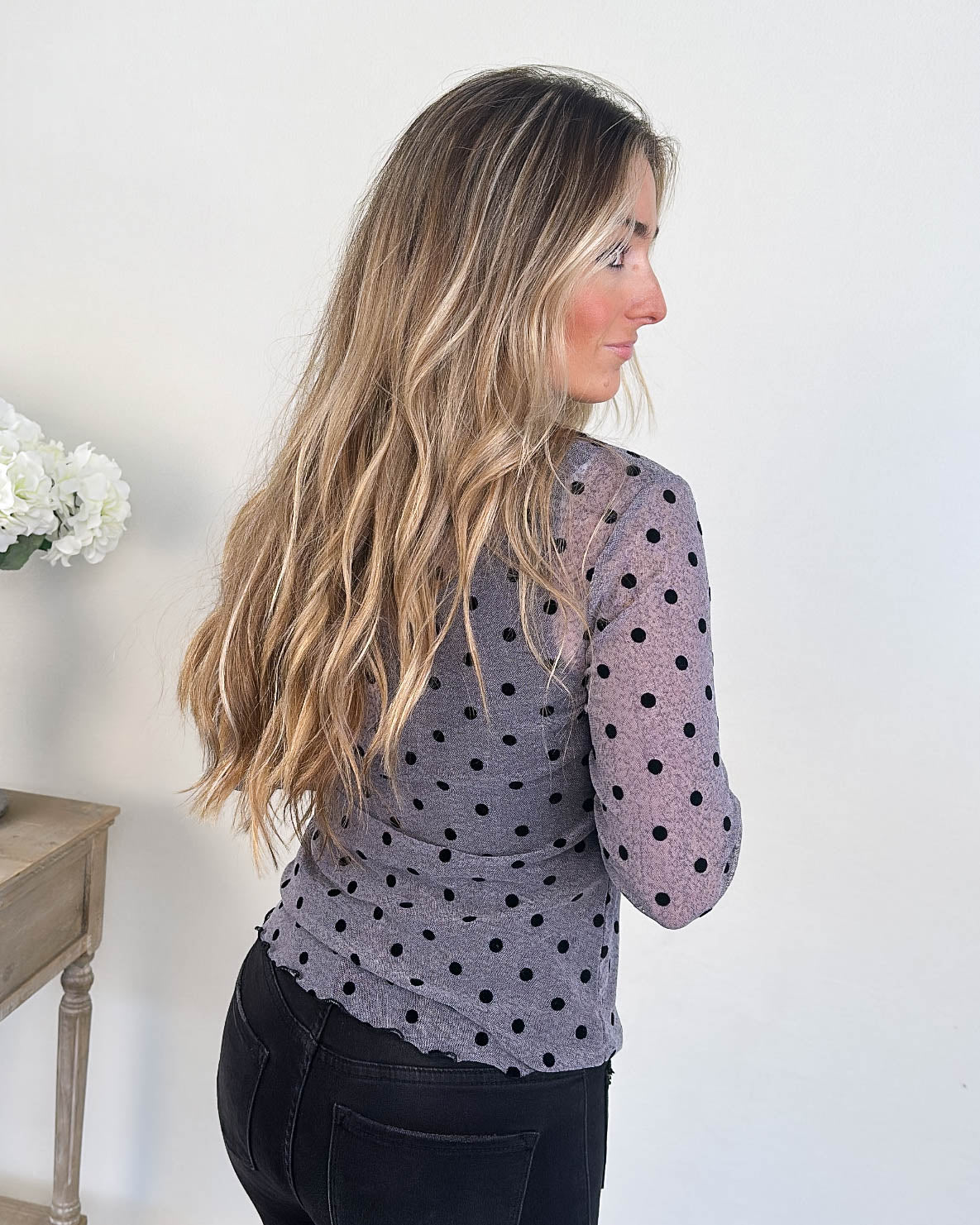 Bubbly Fun Polka Dot Mesh Layering Top