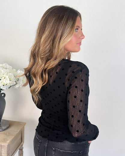 Bubbly Fun Polka Dot Mesh Layering Top