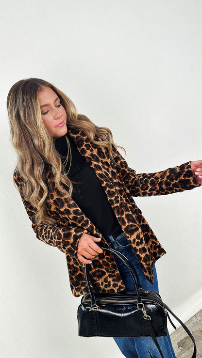 City Safari Leopard Double Breasted Blazer