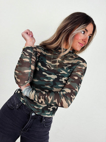 The Keigan Printed Mesh Layering Top