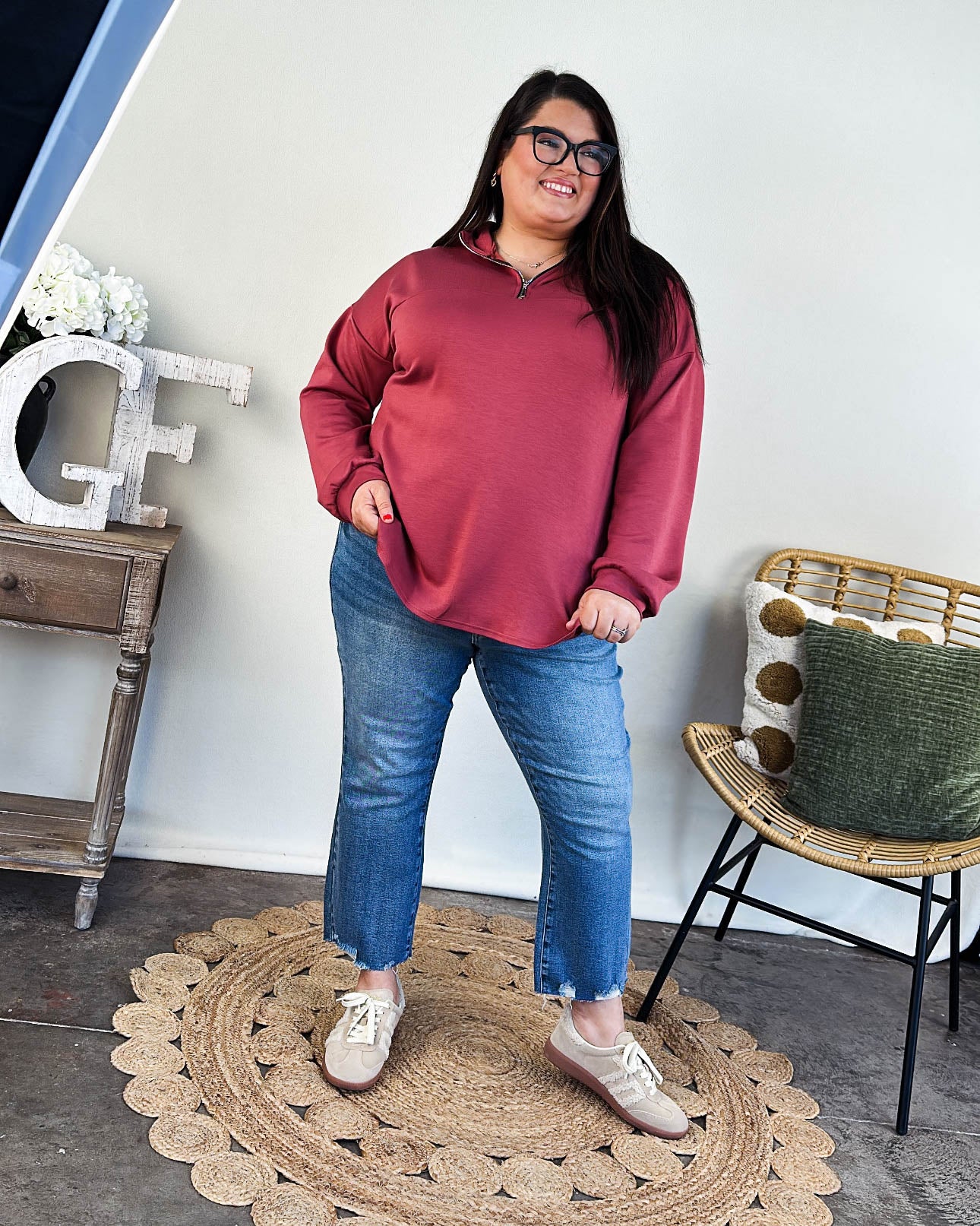 Cabin Cozy Scuba Quarter Zip Hooded Top