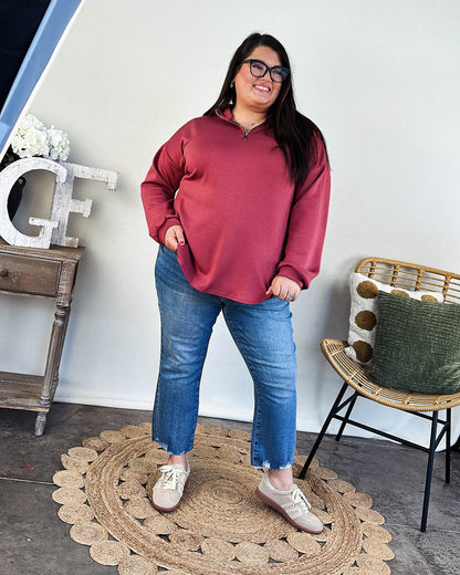 Cabin Cozy Scuba Quarter Zip Hooded Top