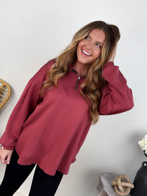 Cabin Cozy Scuba Quarter Zip Hooded Top