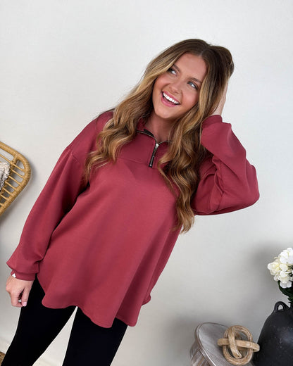 Cabin Cozy Scuba Quarter Zip Hooded Top