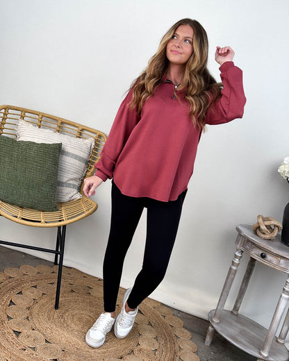 Cabin Cozy Scuba Quarter Zip Hooded Top