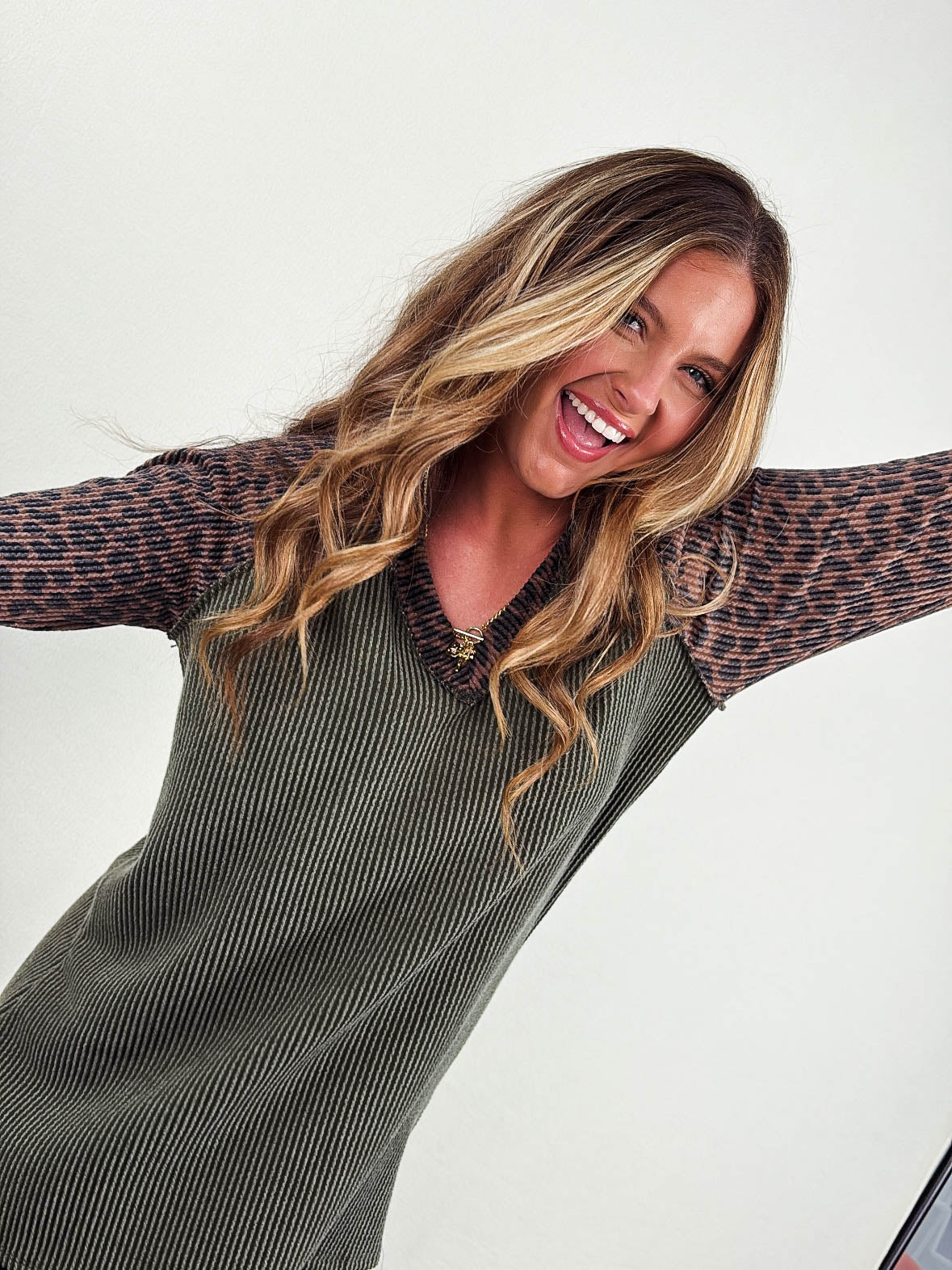 Monroe Ribbed Mixed Print Top