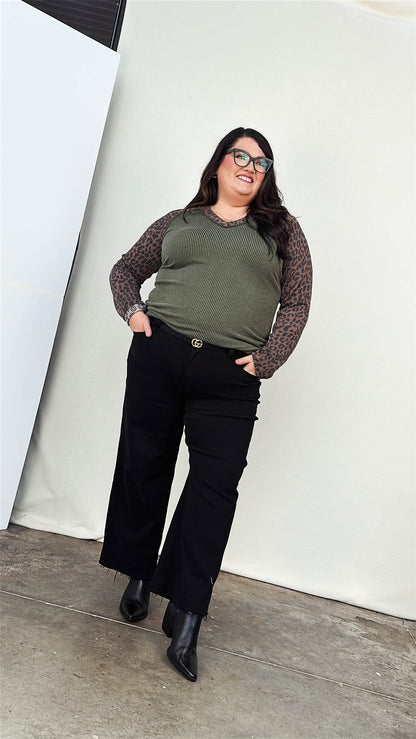 VERVET Denim | Addison High Rise Crop Wide Leg Jeans