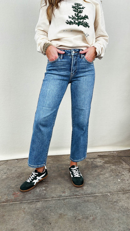 Just USA | Chassidy Mid Rise Crop Straight Leg Jeans