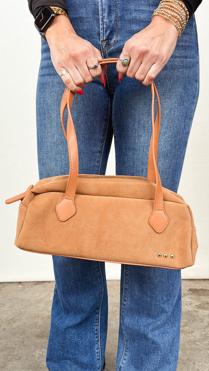 Pretty Simple | Sally Sueded Barrel Shoulder Bag