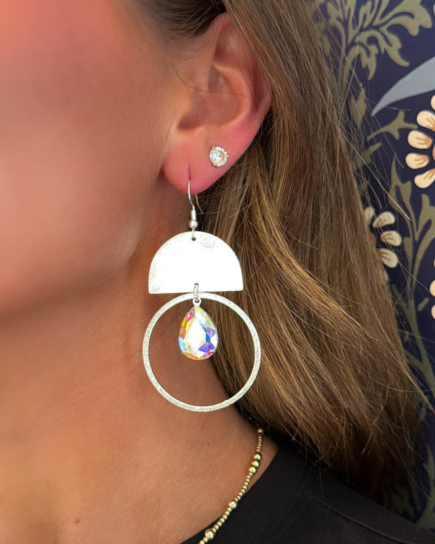 Make A Statement CZ Charm Geo Dangle Earrings