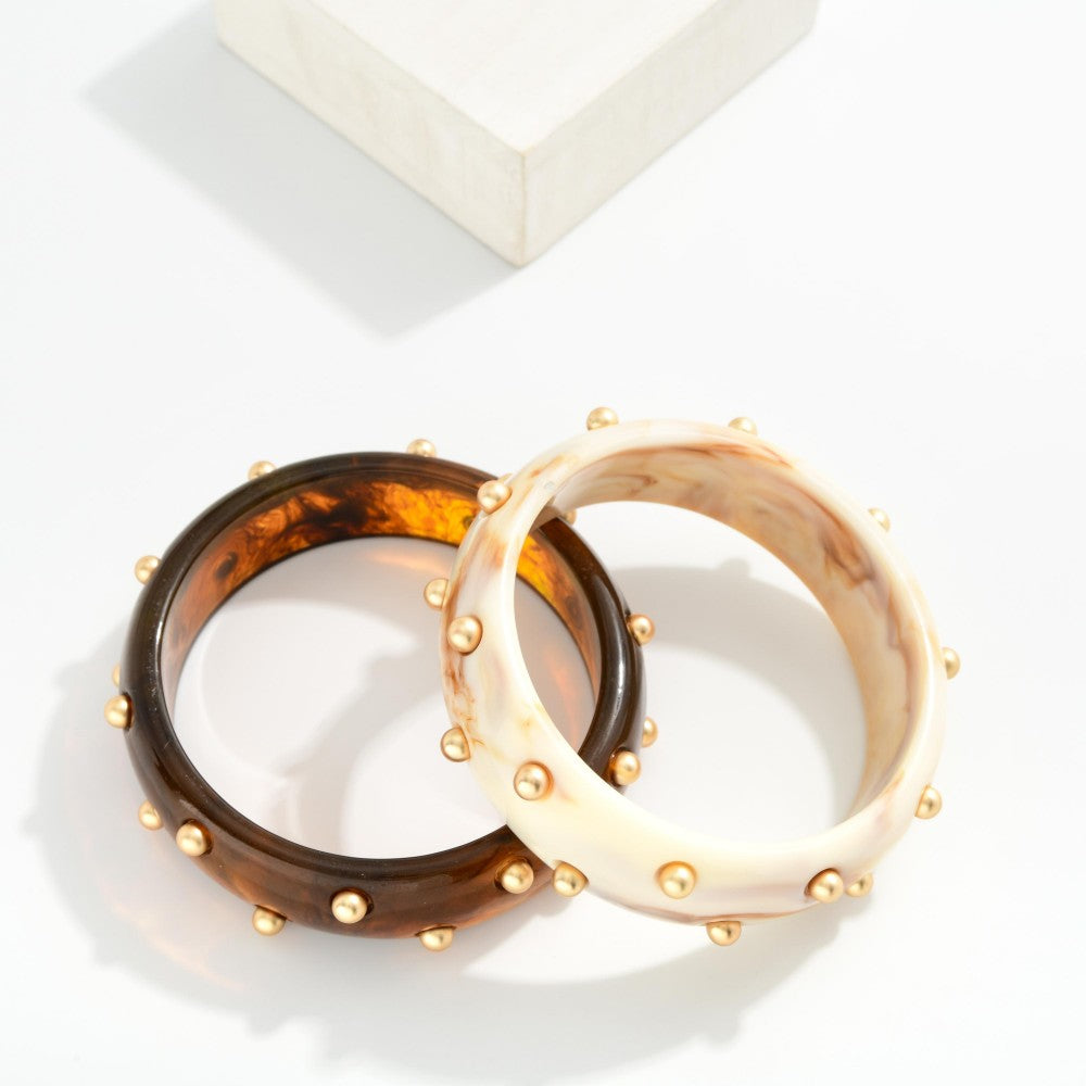 On Edge Studded Acrylic Bangle Bracelet