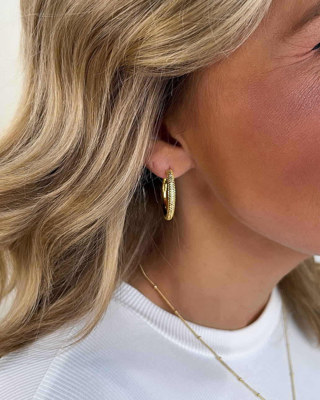 Hollow Diamond Hoop Earrings