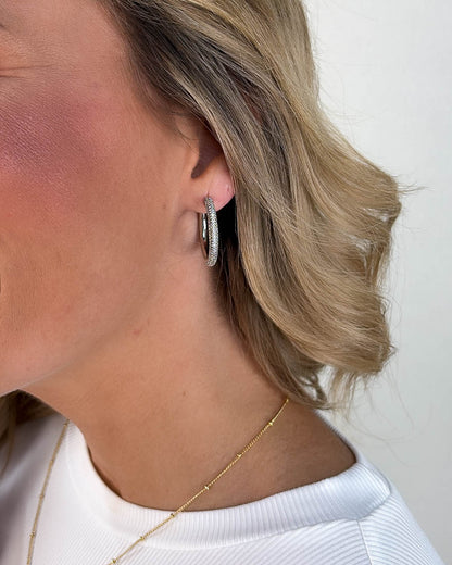 Hollow Diamond Hoop Earrings