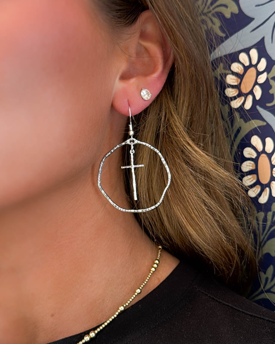 Full Circle Cross Dangle Earrings
