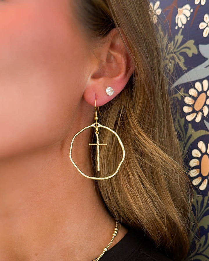 Full Circle Cross Dangle Earrings