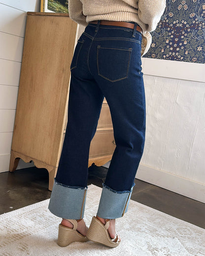 Risen Denim | Teddy Mid Rise Crop Wide Cuffed Jeans