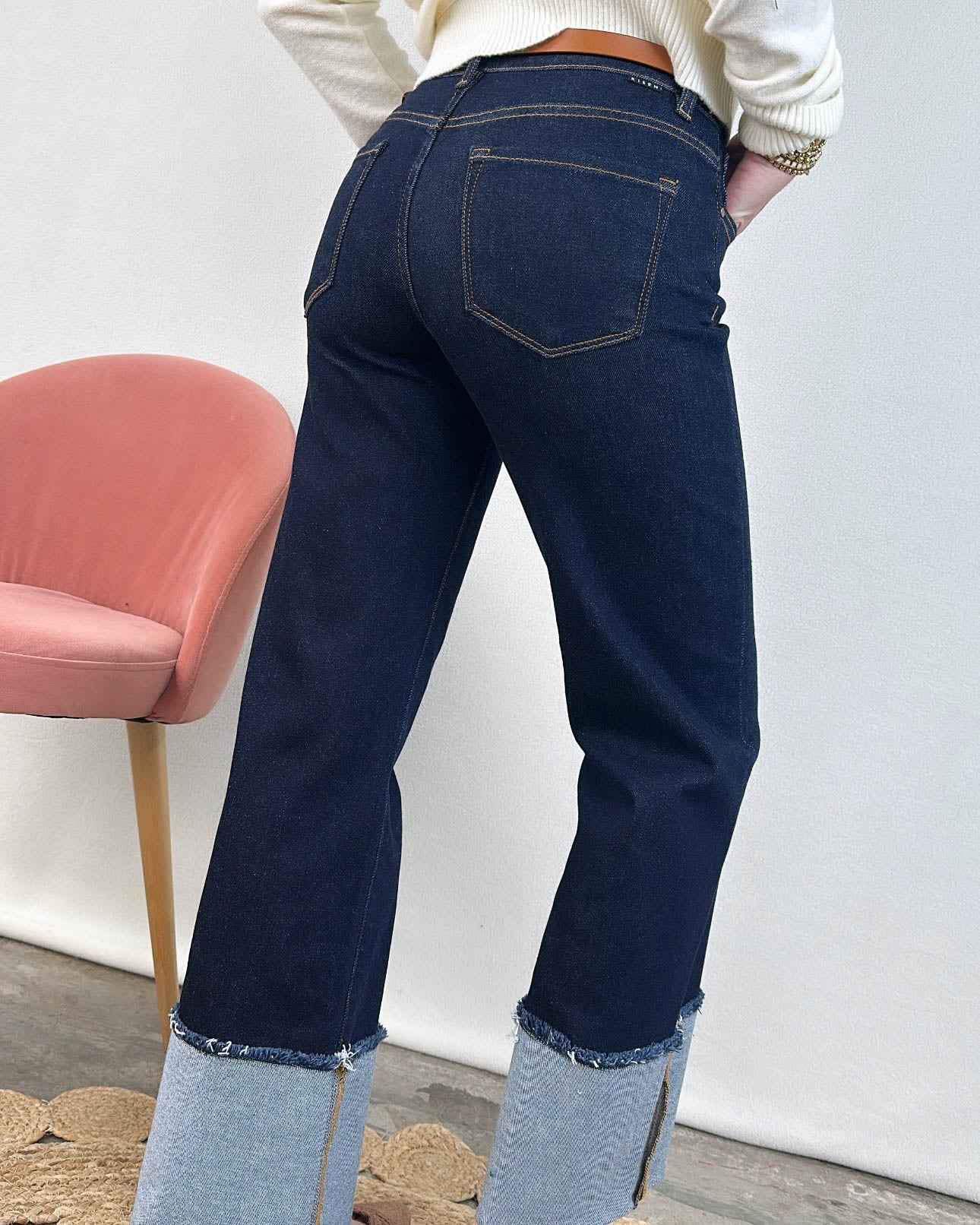 Risen Denim | Teddy Mid Rise Crop Wide Cuffed Jeans