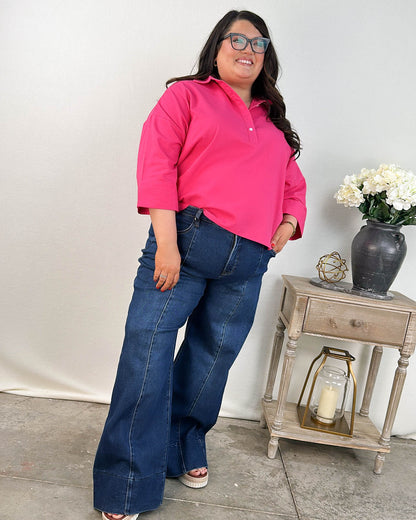 Risen Denim | Brooks Mid Rise Tummy Control Wide Leg Jeans