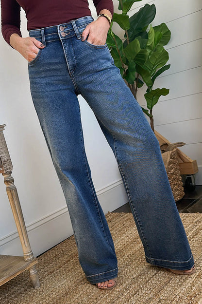 Risen Denim | Frankie High Rise Tummy Control Wide Leg Jeans