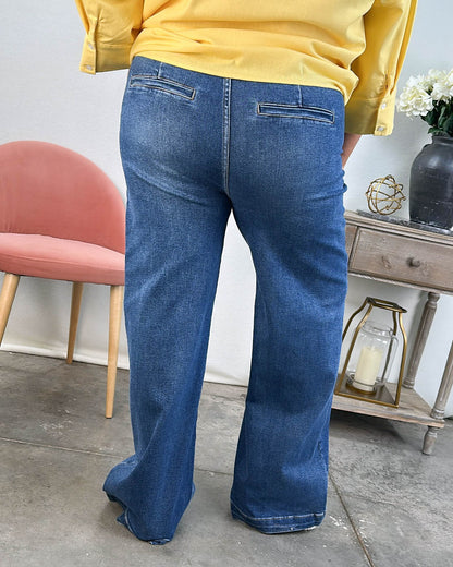 Risen Denim | Frankie High Rise Tummy Control Wide Leg Jeans