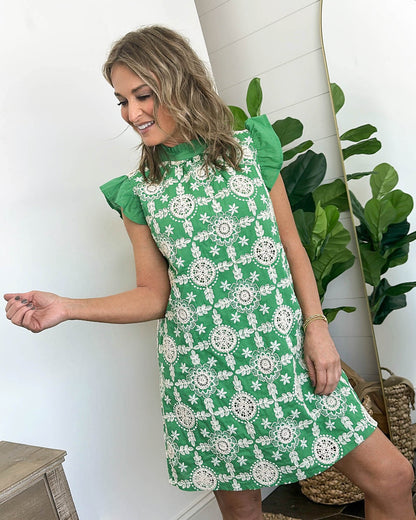 Enchanted Ivy Embroidered Bow Back Dress