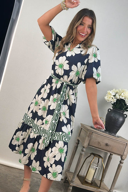 In Harmony Mixed Print Tiered Dress