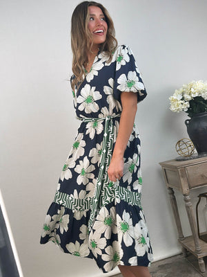 In Harmony Mixed Print Tiered Dress