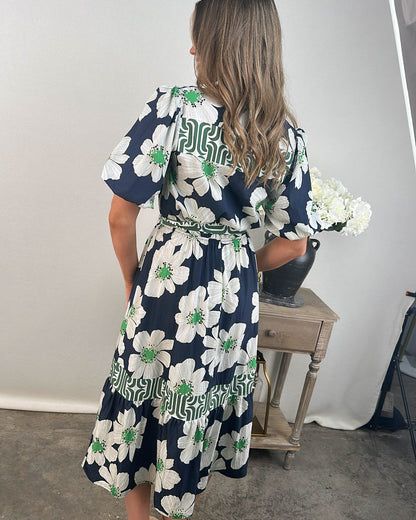 In Harmony Mixed Print Tiered Dress