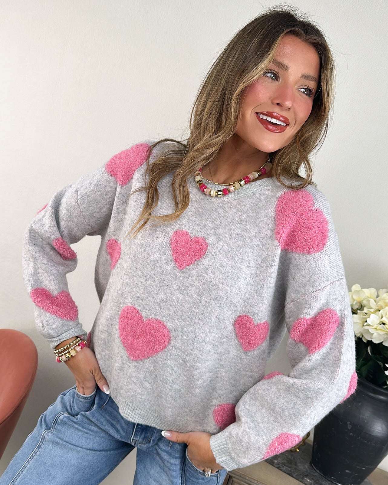 Be Mine Raised Heart Knit Sweater