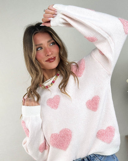 Be Mine Raised Heart Knit Sweater