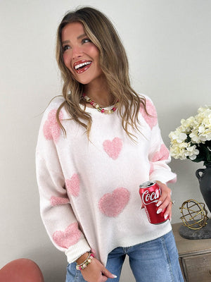 Be Mine Raised Heart Knit Sweater