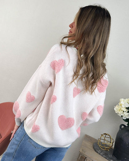 Be Mine Raised Heart Knit Sweater