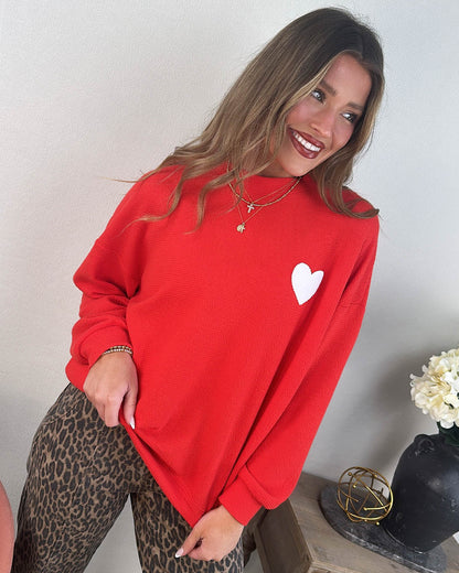 Heart Aflutter Textured Heart Knit Pullover