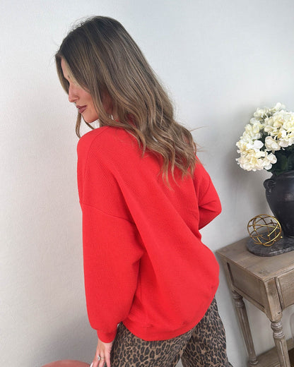 Heart Aflutter Textured Heart Knit Pullover