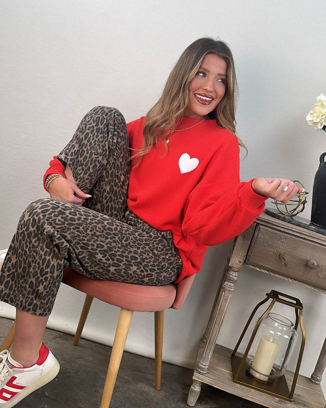 Heart Aflutter Textured Heart Knit Pullover