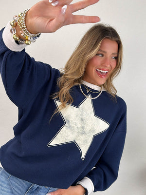 Star Bright Oversized Star Print Pullover